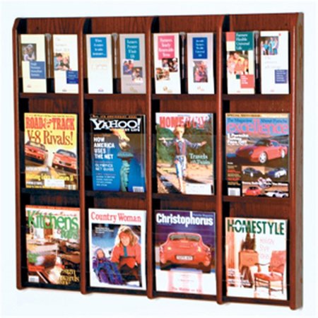 VERTEX Divulge 12 Magazine and 24 Brochure Wall Display with Brochure Inserts in Mahogany VE142406